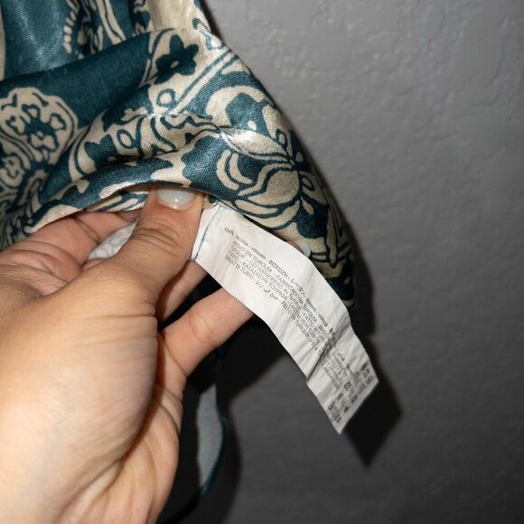 Zara Green & Cream Paisley Silk Slip Dress Size Small - Picture 6 of 8